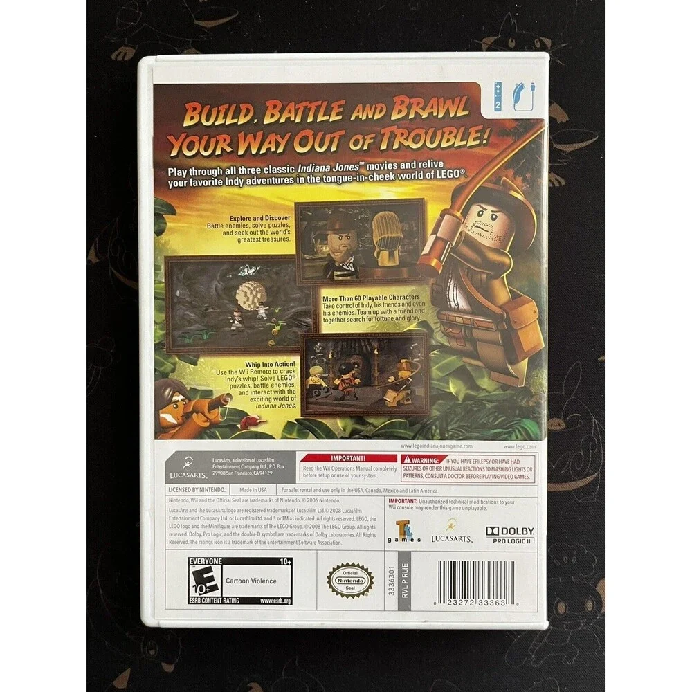LEGO Indiana Jones The Original Adventures Nintendo Wii 2008 Lucas Arts CIB